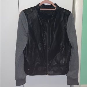Faux Leather/sweatshirt casual jacket